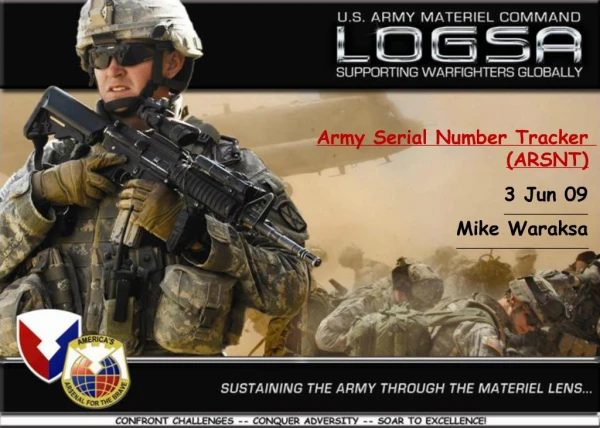 Army Serial Number Tracker ARSNT 3 Jun 09 Mike Waraksa