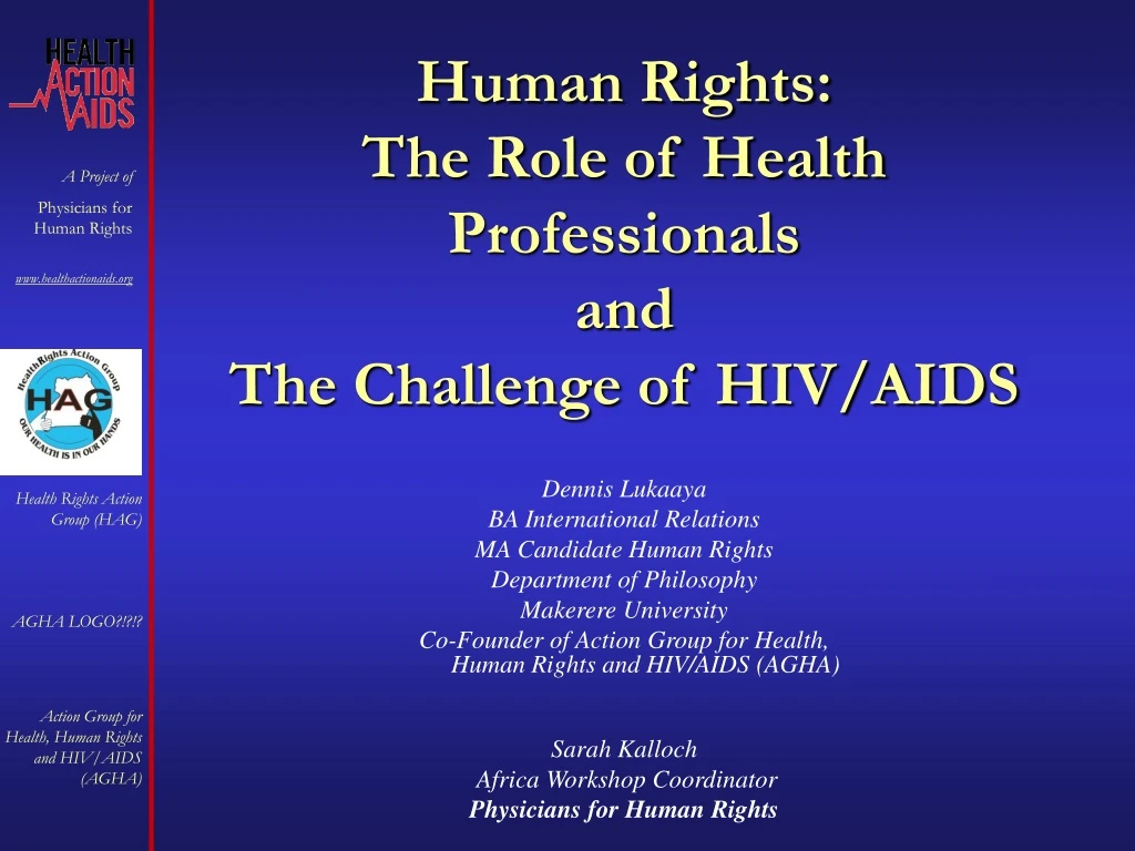 human rights the role of health professionals and the challenge of hiv aids