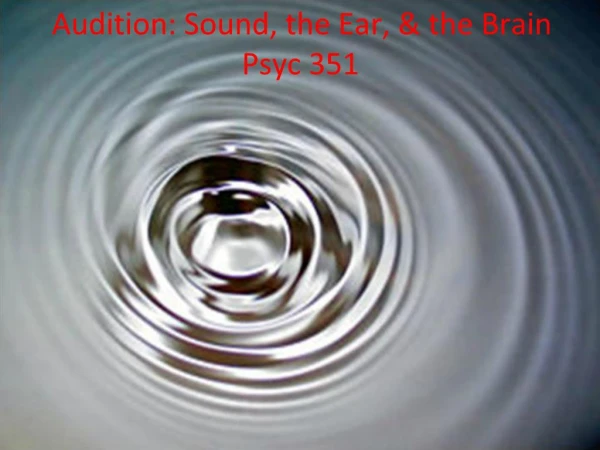 Audition: Sound, the Ear, the Brain Psyc 351
