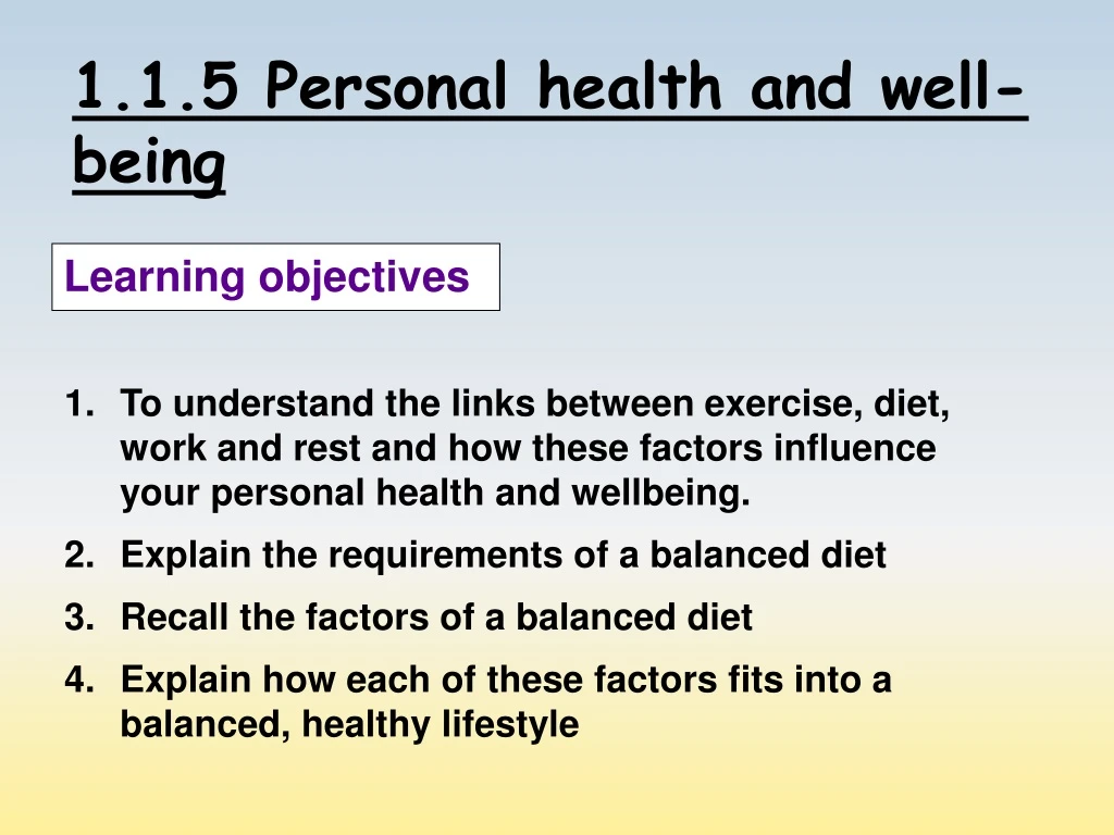 1 1 5 personal health and well being