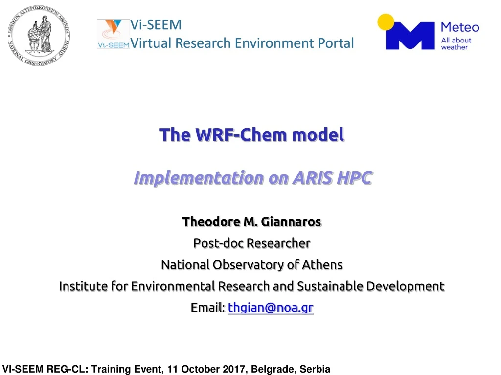 the wrf chem model implementation on aris hpc
