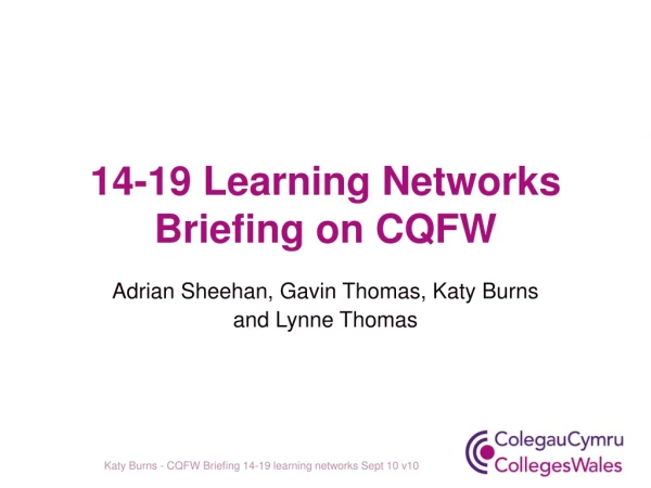 14-19 Learning Networks Briefing on CQFW