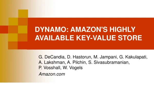 DYNAMO: AMAZON'S HIGHLY AVAILABLE KEY-VALUE STORE