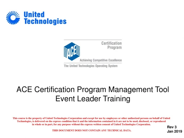 ACE Certification Program Management Tool Event Leader Training