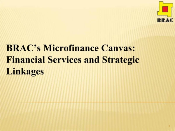 BRAC s Microfinance Canvas: Financial Services and Strategic Linkages