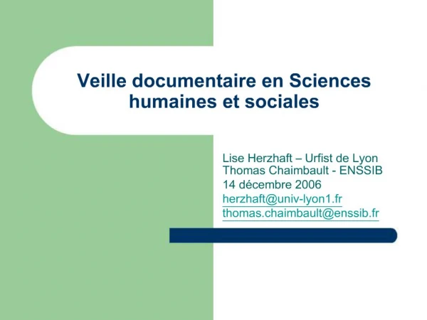 Veille documentaire en Sciences humaines et sociales