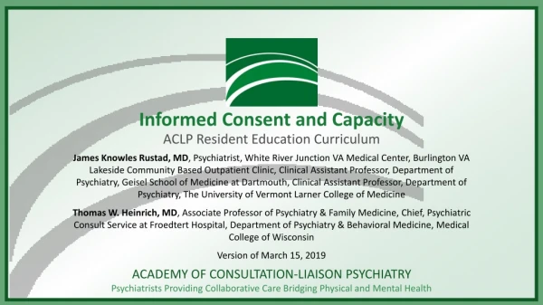 Informed Consent and Capacity