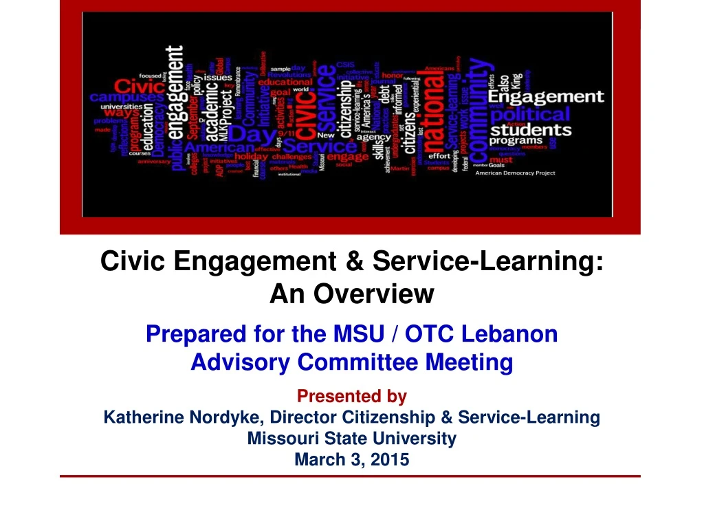 civic engagement service learning an overview