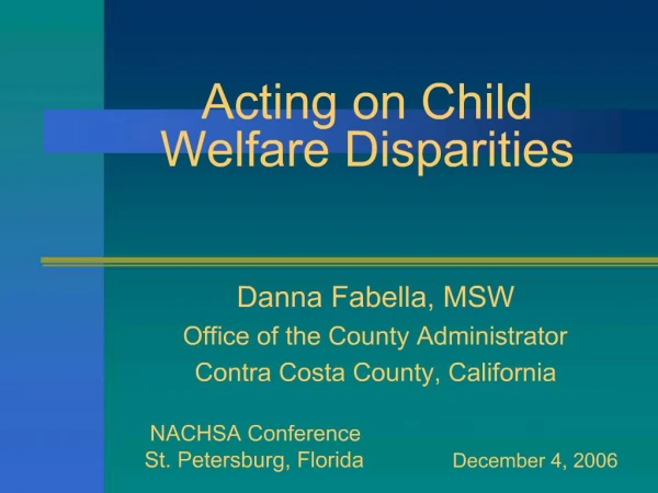 Acting on Child Welfare Disparities