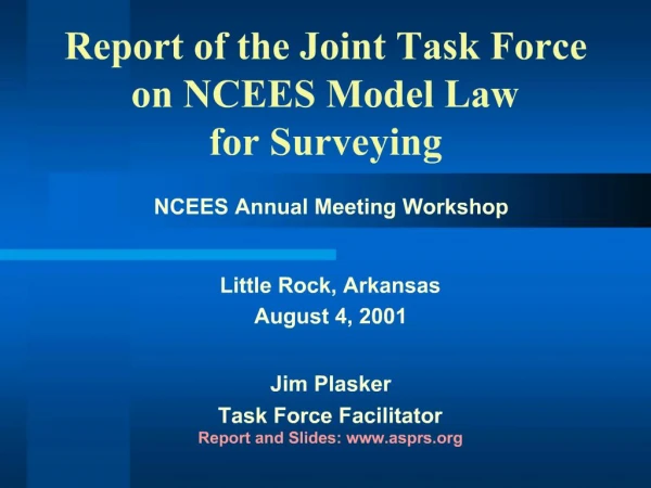 Report of the Joint Task Force on NCEES Model Law for Surveying