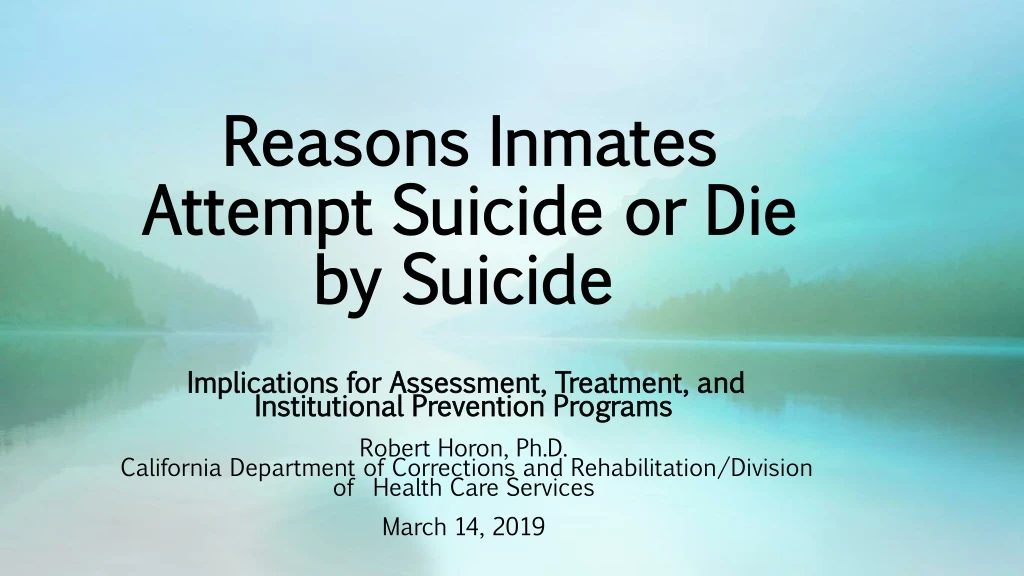 reasons inmates attempt suicide or die by suicide