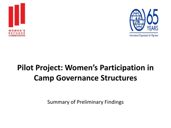 Pilot Project: Women’s Participation in Camp Governance Structures