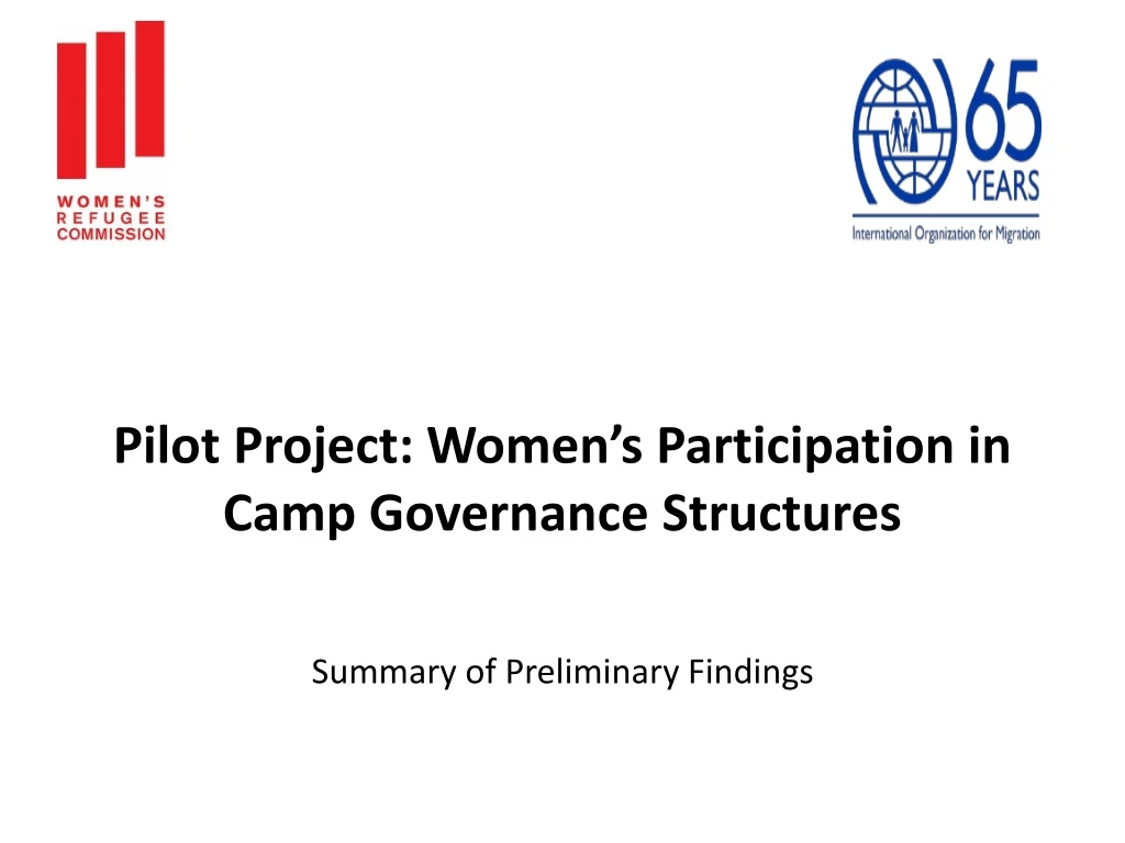 pilot project women s participation in camp governance structures