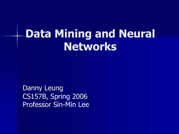 Data Mining and Neural Networks