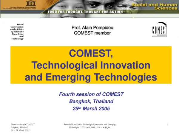 COMEST, Technological Innovation and Emerging Technologies