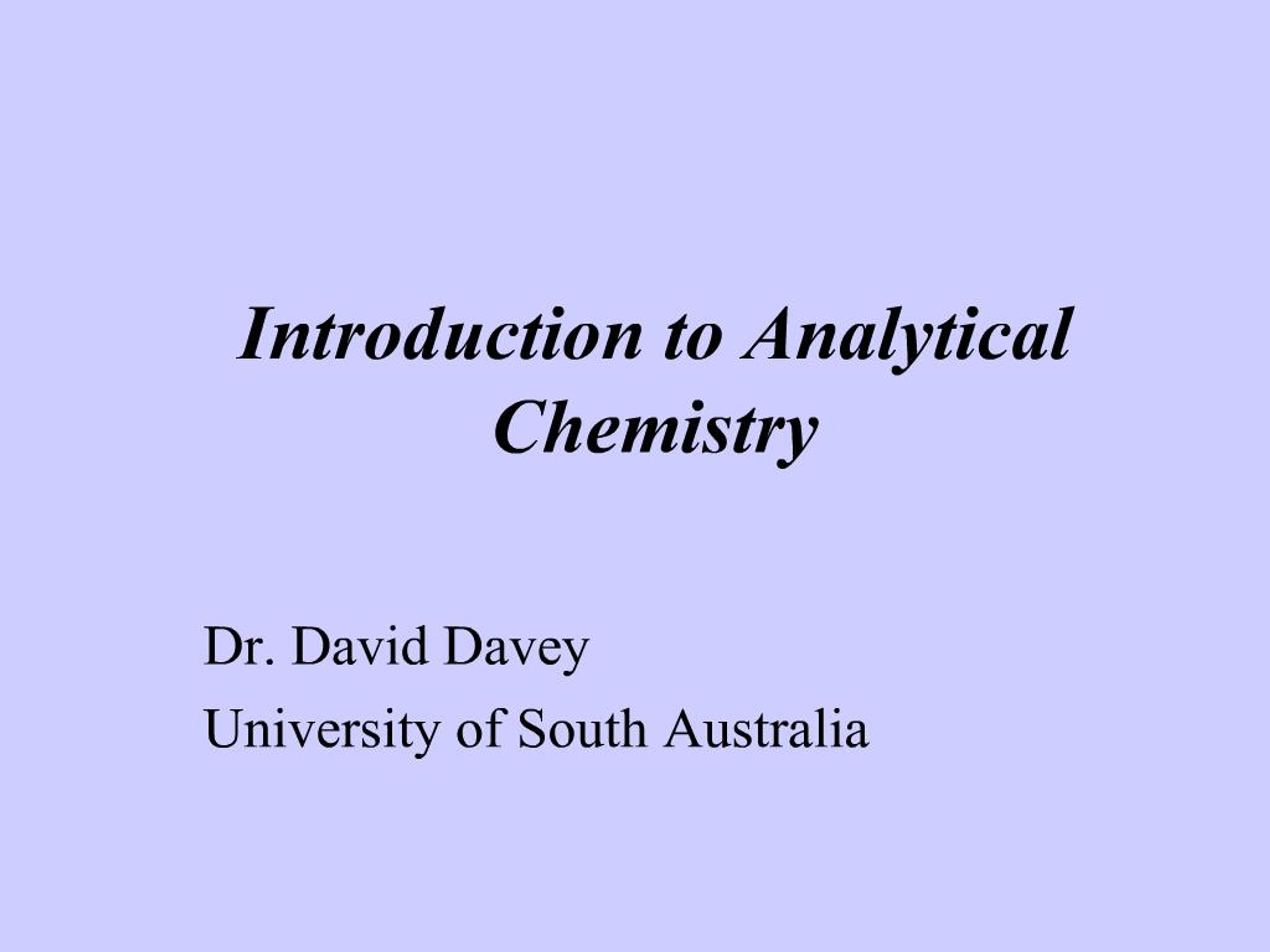 PPT - Introduction to Analytical Chemistry PowerPoint Presentation ...
