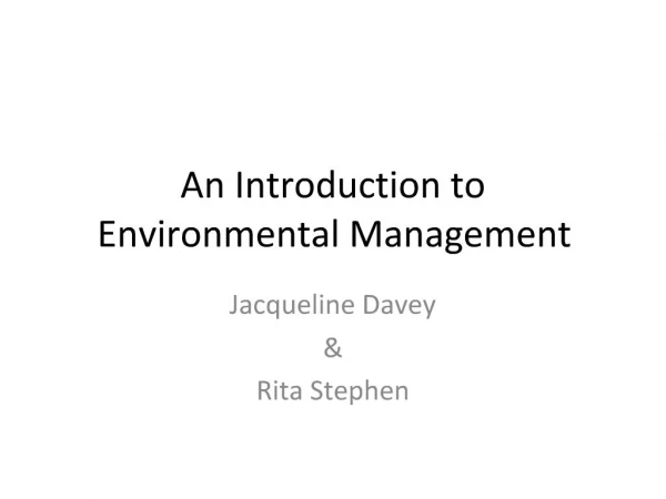 An Introduction to Environmental Management