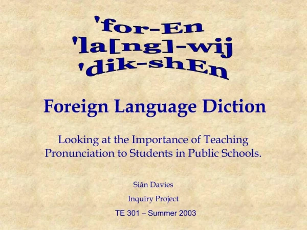 Foreign Language Diction