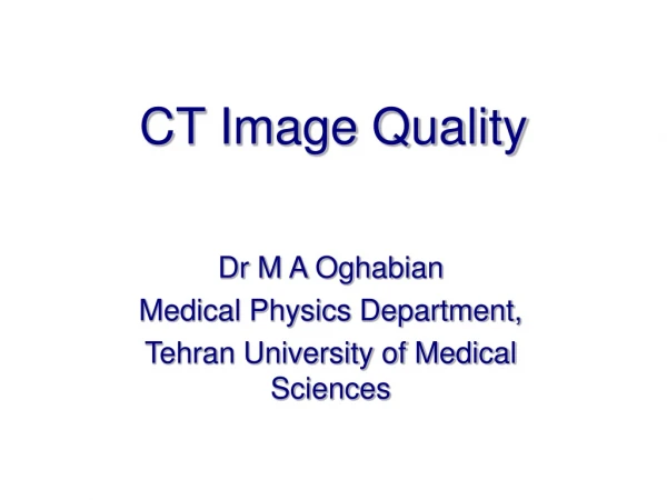 CT Image Quality
