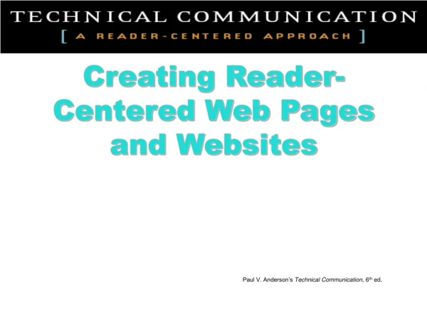 Creating Reader-Centered Web Pages and Websites