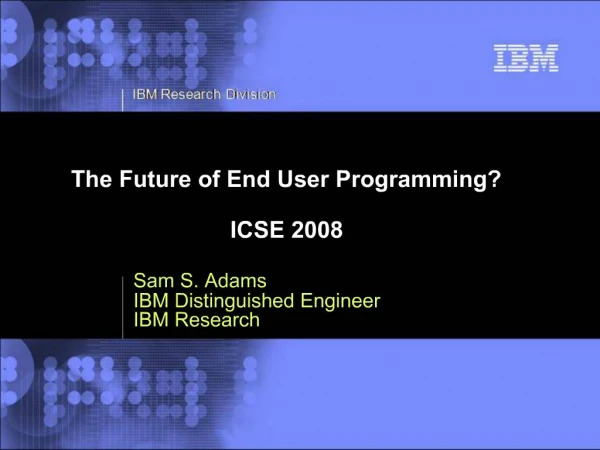 The Future of End User Programming ICSE 2008