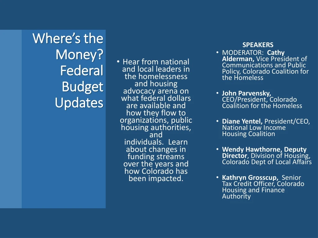 where s the money federal budget updates