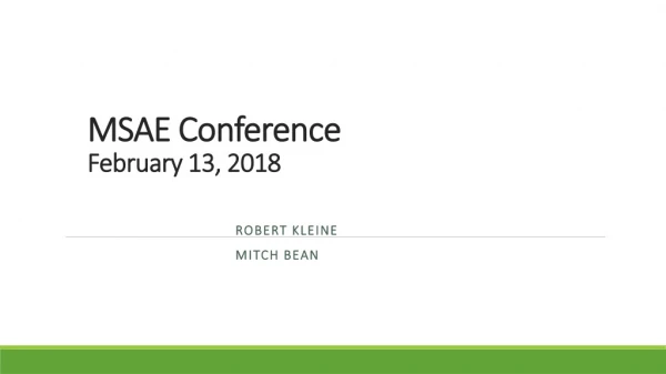 MSAE Conference February 13, 2018