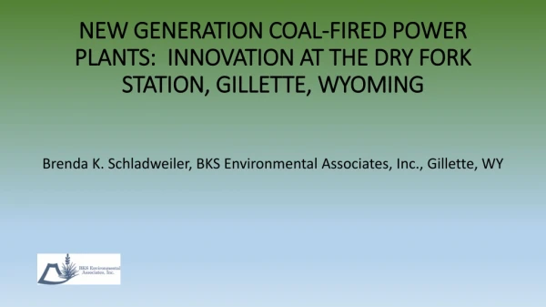 NEW GENERATION COAL-FIRED POWER PLANTS: INNOVATION AT THE DRY FORK STATION, GILLETTE, WYOMING