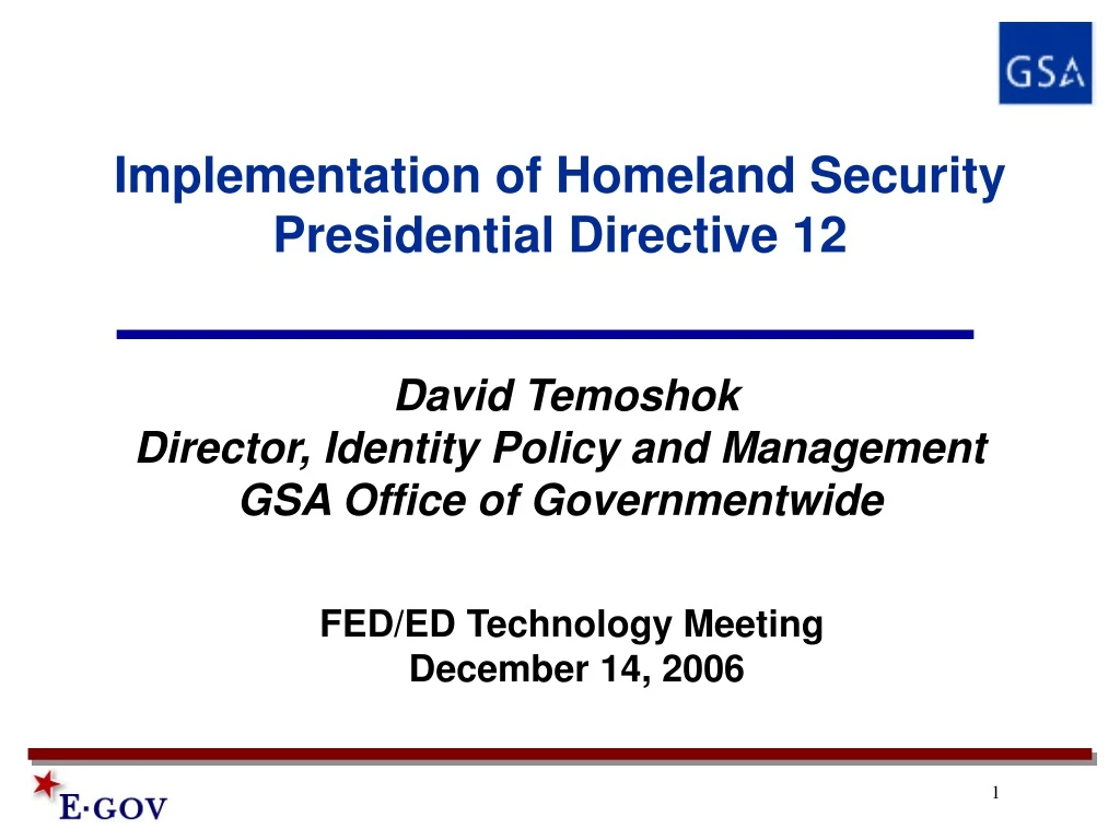 implementation of homeland security presidential