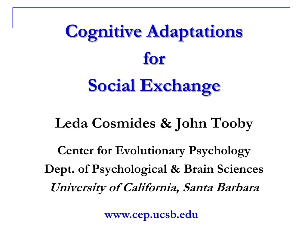 cognitive adaptations for social exchange leda