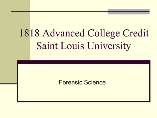 1818 Advanced College Credit Saint Louis University