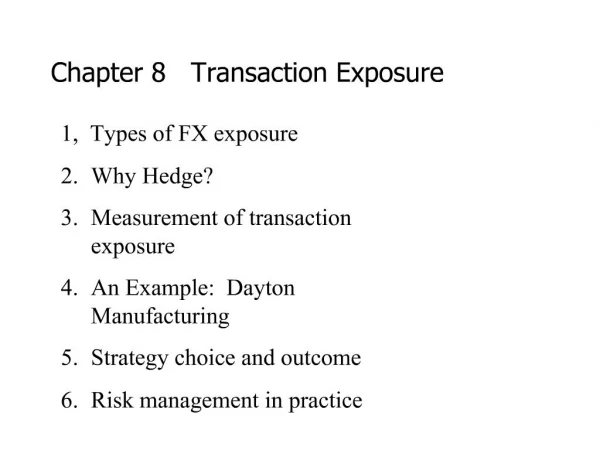 Chapter 8 Transaction Exposure