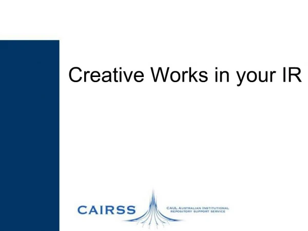 Creative Works in your IR