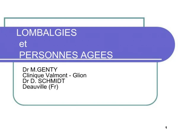 LOMBALGIES et PERSONNES AGEES