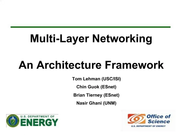 Multi-Layer Networking An Architecture Framework