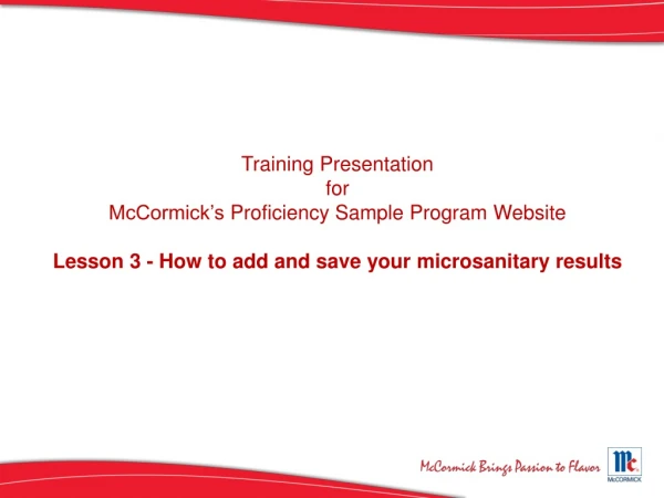 Lesson 3 - How to add and save your microsanitary results