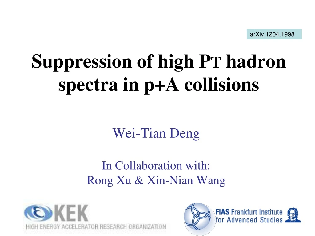 suppression of high p t hadron spectra in p a collisions