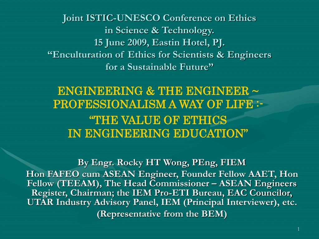 joint istic unesco conference on ethics