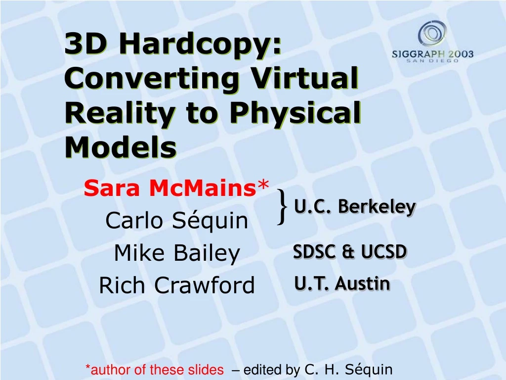 3d hardcopy converting virtual reality to physical models
