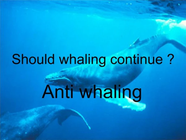 Should whaling continue