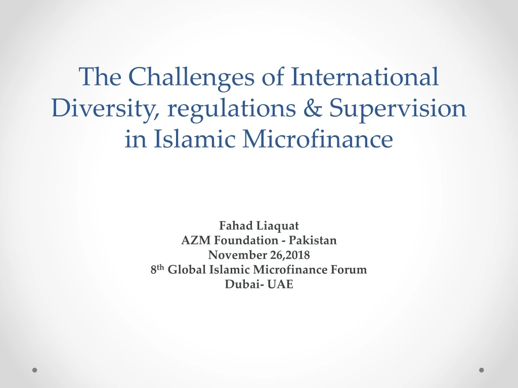 the challenges of international diversity regulations supervision in islamic microfinance