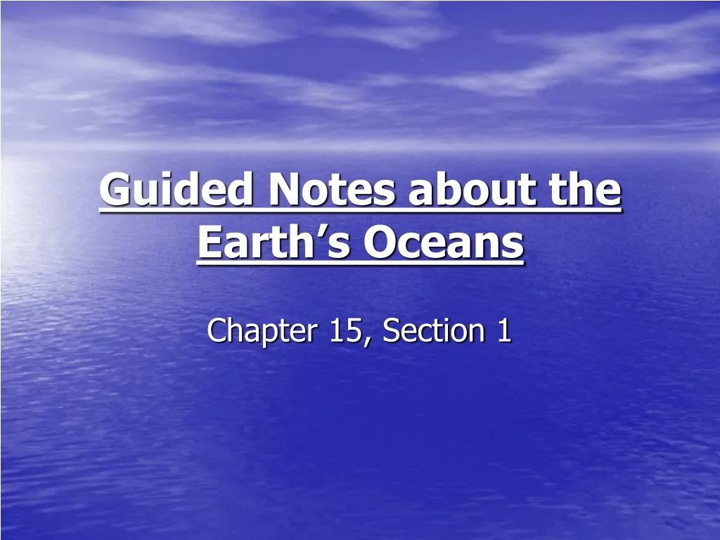 guided notes about the earth s oceans