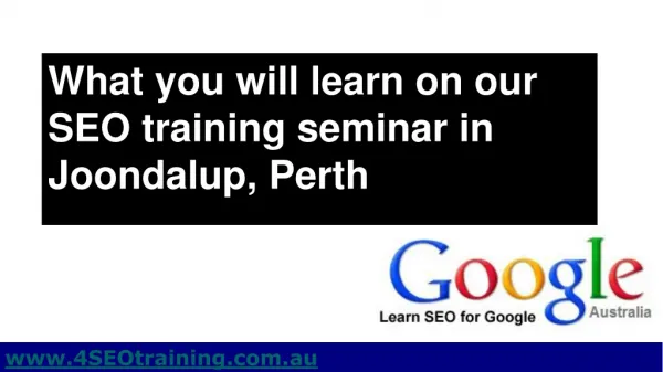 Perth SEO - SEO Training Seminar in Joondalup Perth WA