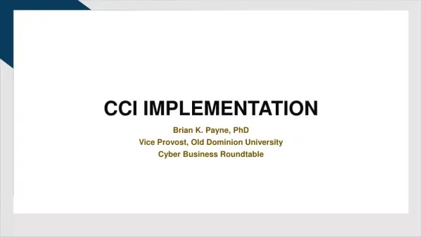 CCI IMPLEMENTATION