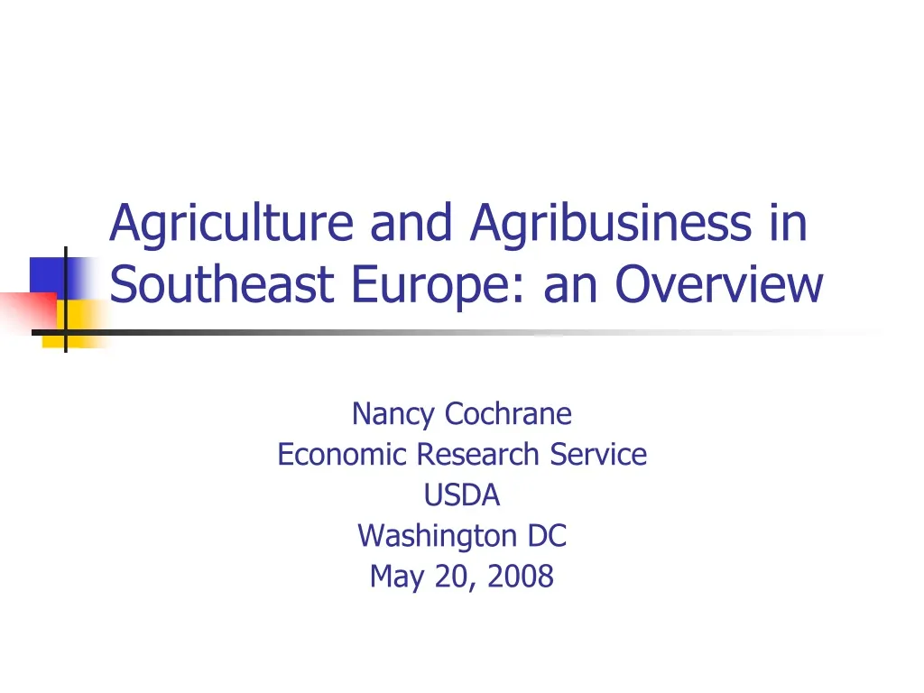 agriculture and agribusiness in southeast europe an overview