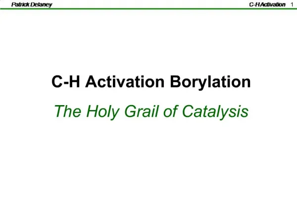 C-H Activation Borylation The Holy Grail of Catalysis