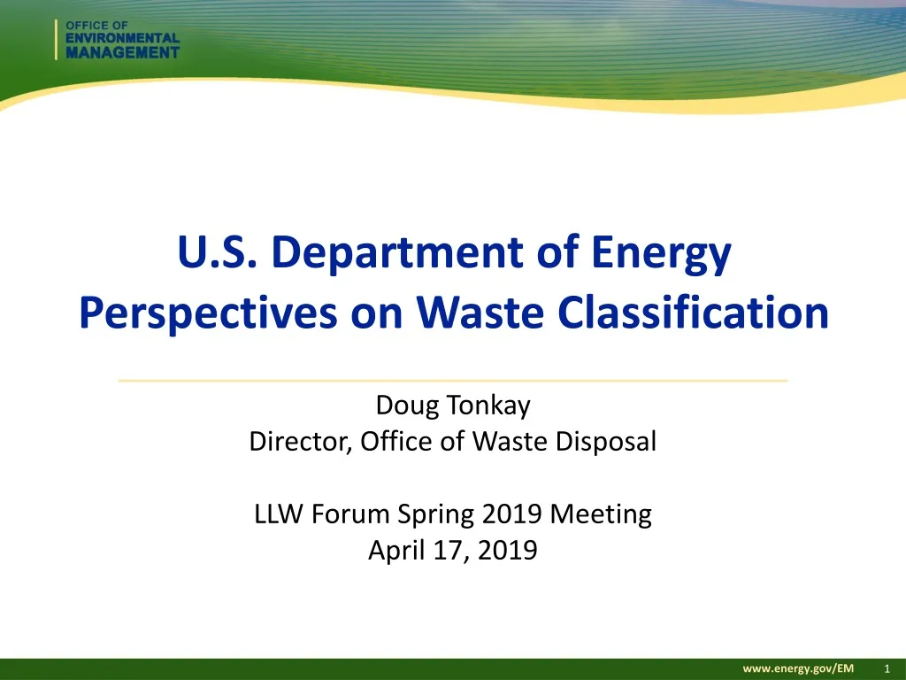 u s department of energy perspectives on waste classification
