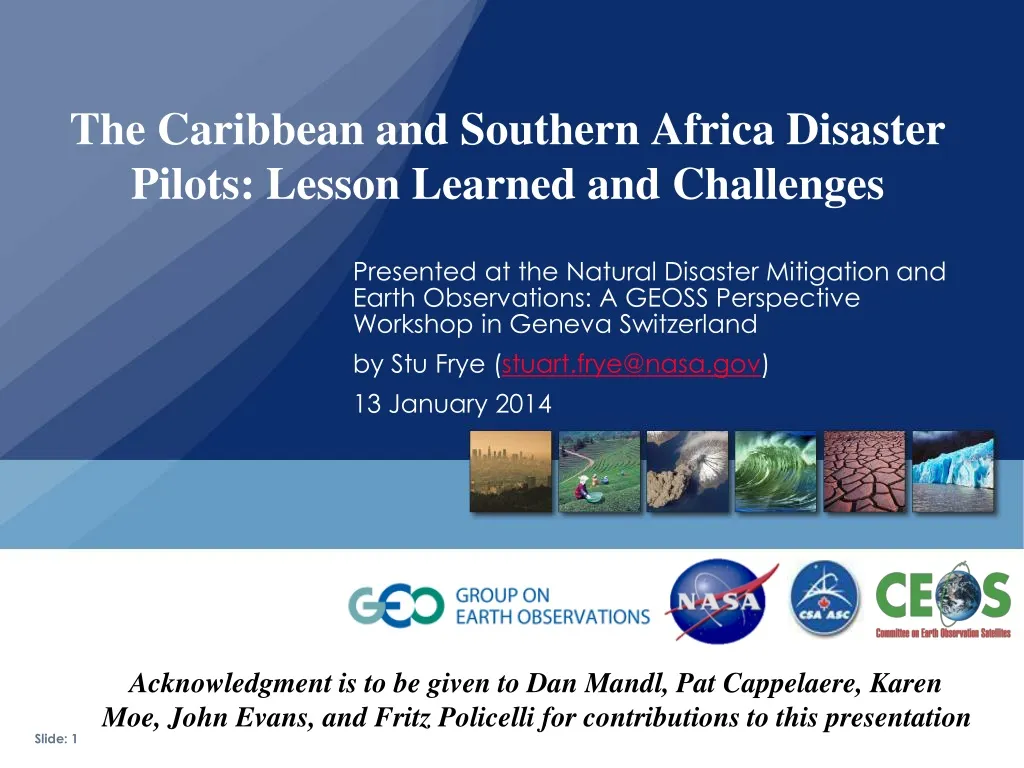the caribbean and southern africa disaster pilots lesson learned and challenges