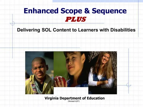 Enhanced Scope Sequence PLUS Delivering SOL Content to Learners with Disabilities