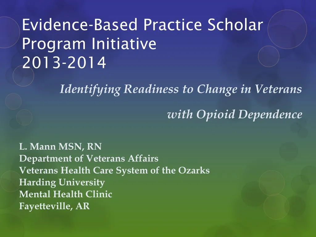 evidence based practice scholar program initiative 2013 2014